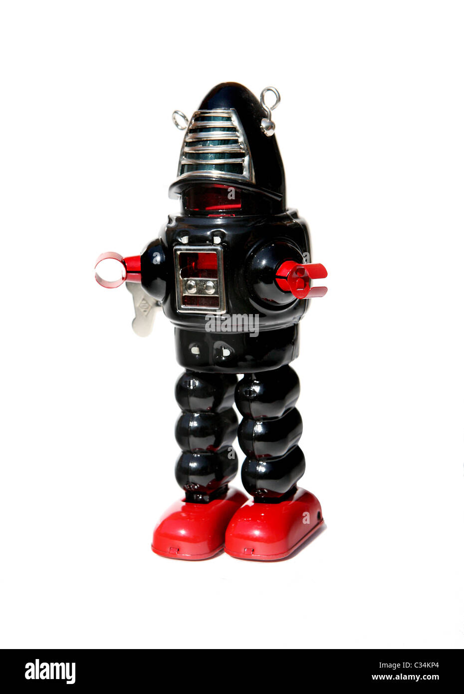 Black clockwork robot toy Stock Photo