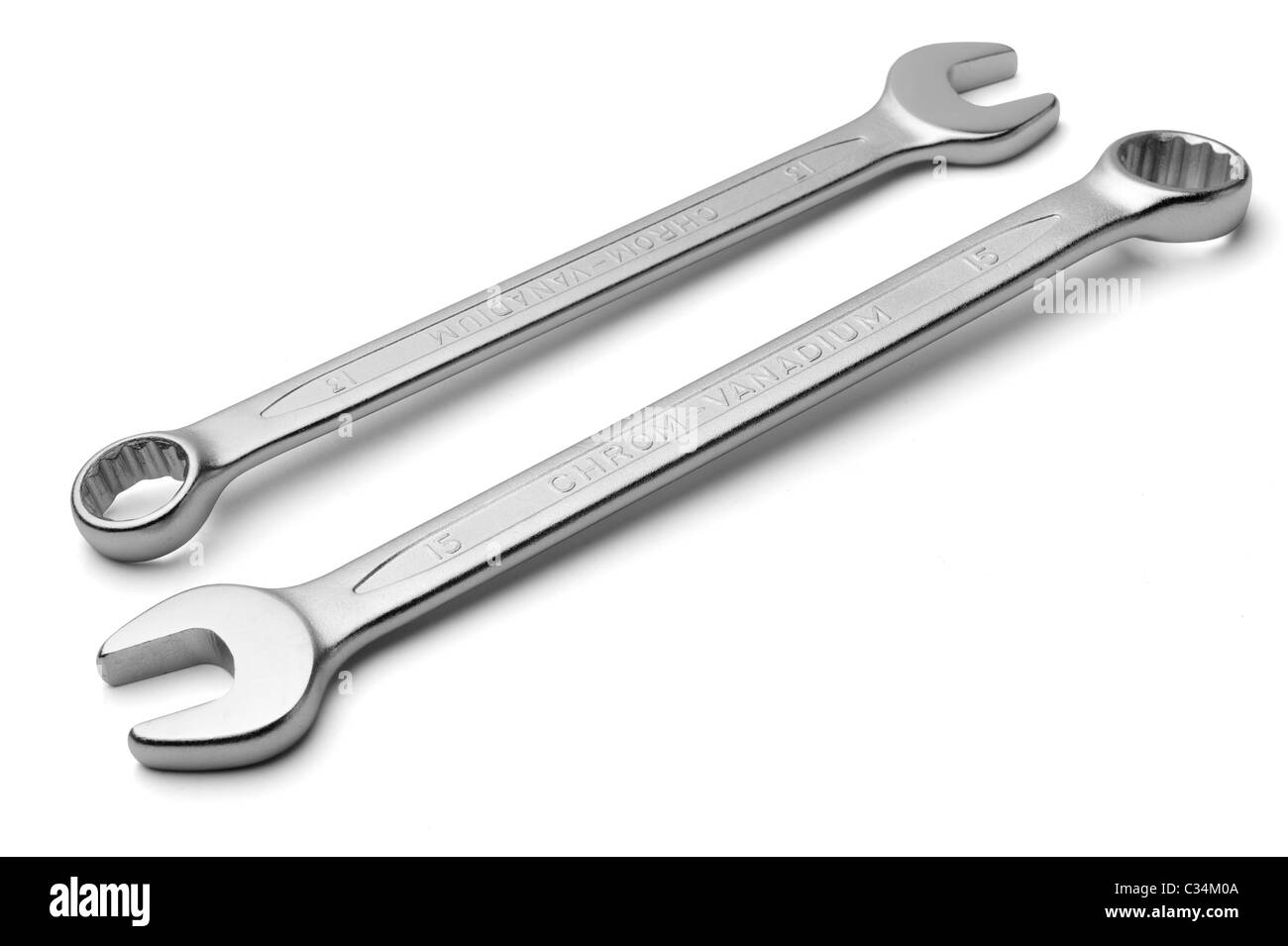 Pair of spanners, isolated on a white background Stock Photo