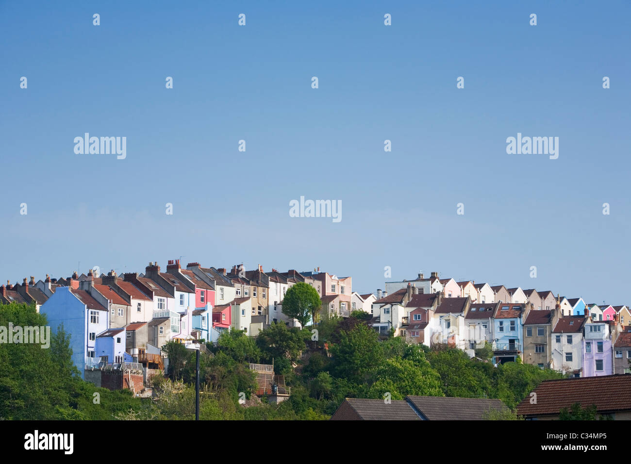 Rows of Multicolour Terrace Houses in Totterdown. Bristol. England. UK Stock Photo
