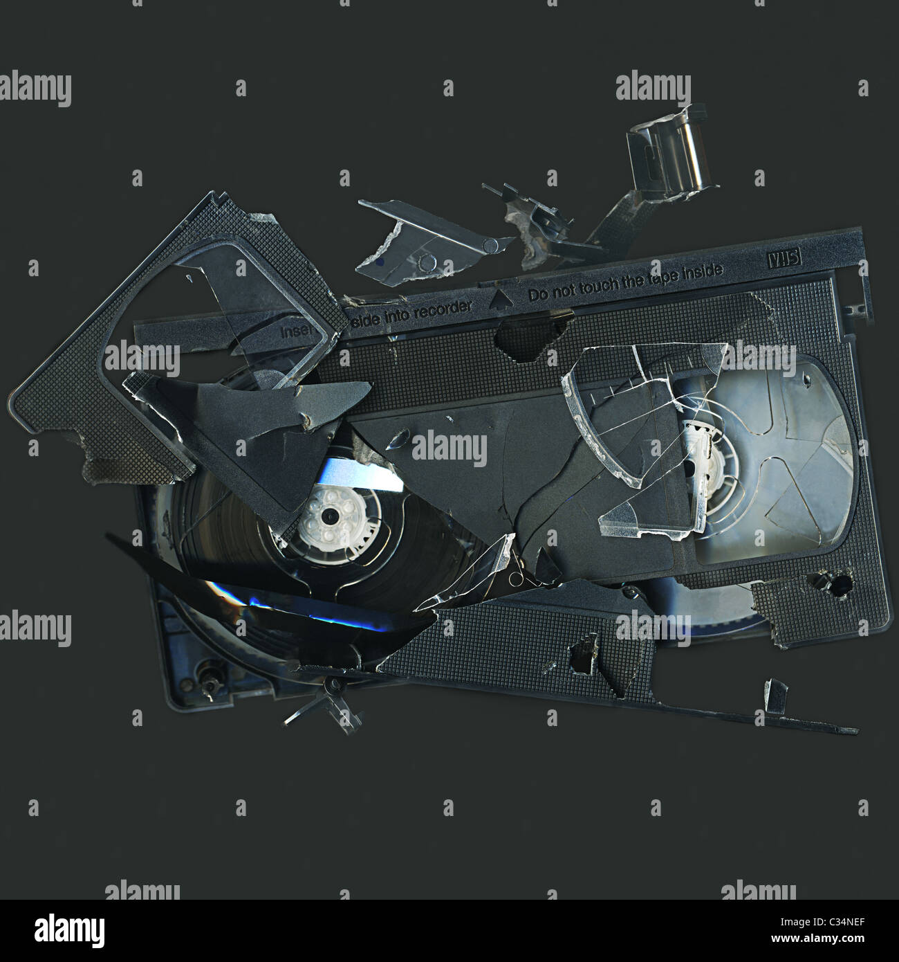 Smashed video cassette, destruction of analogue Stock Photo - Alamy