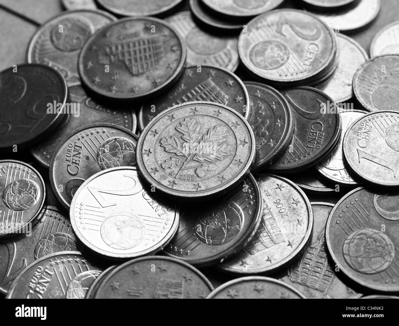 Euro coins Black and White Stock Photos & Images - Alamy