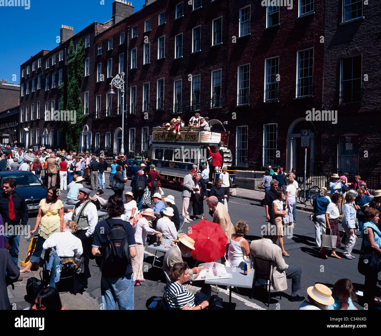 Dublin,Co Dublin,Ireland;Crowd Taking Part In Bloomsday Celebrations