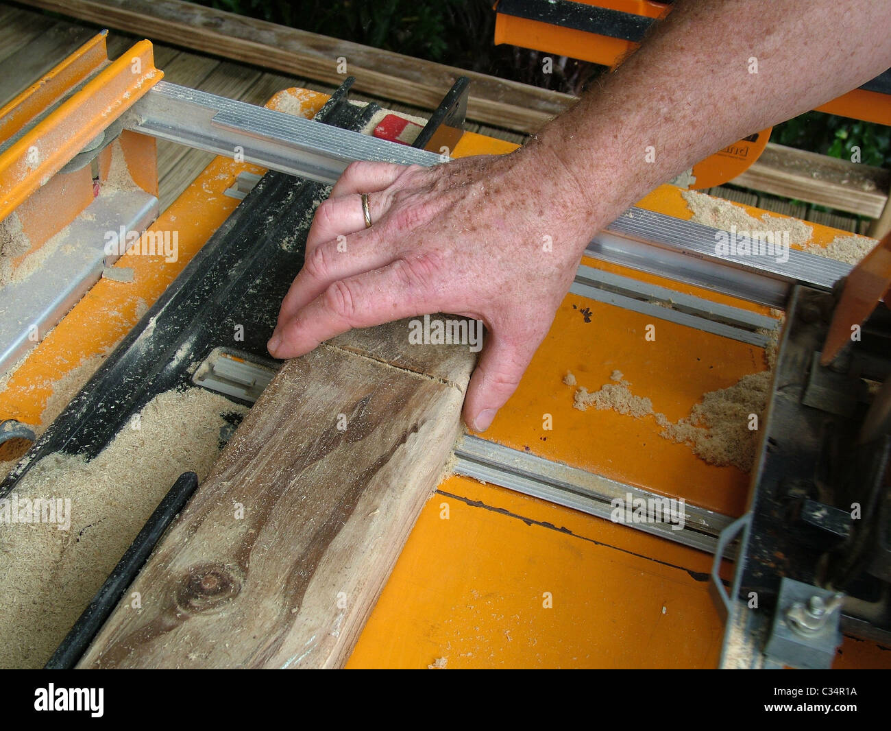 Measuring Wood On Work Bench Carpentry Work While Building A