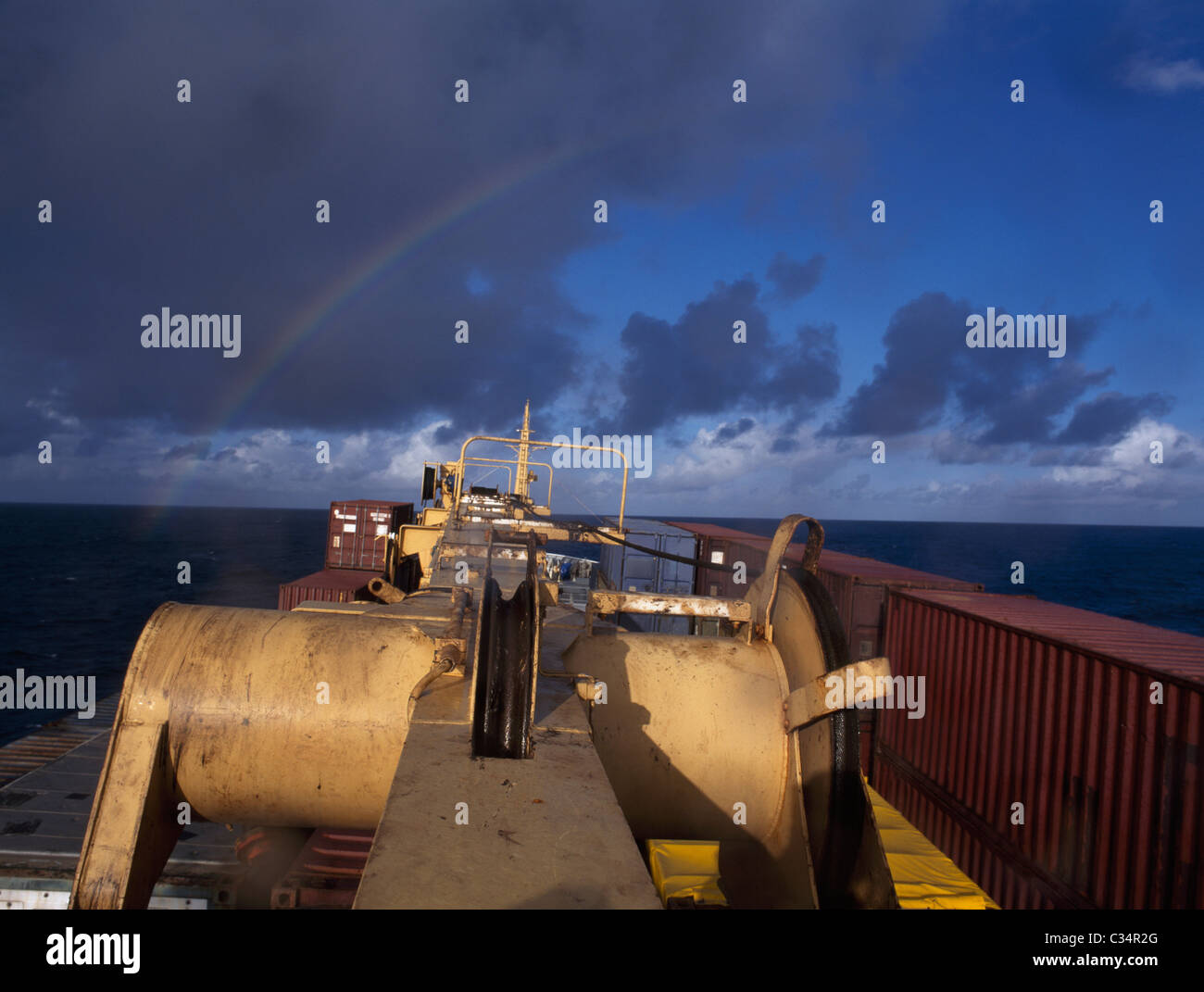 Container Ship At Sea Stock Photo - Alamy