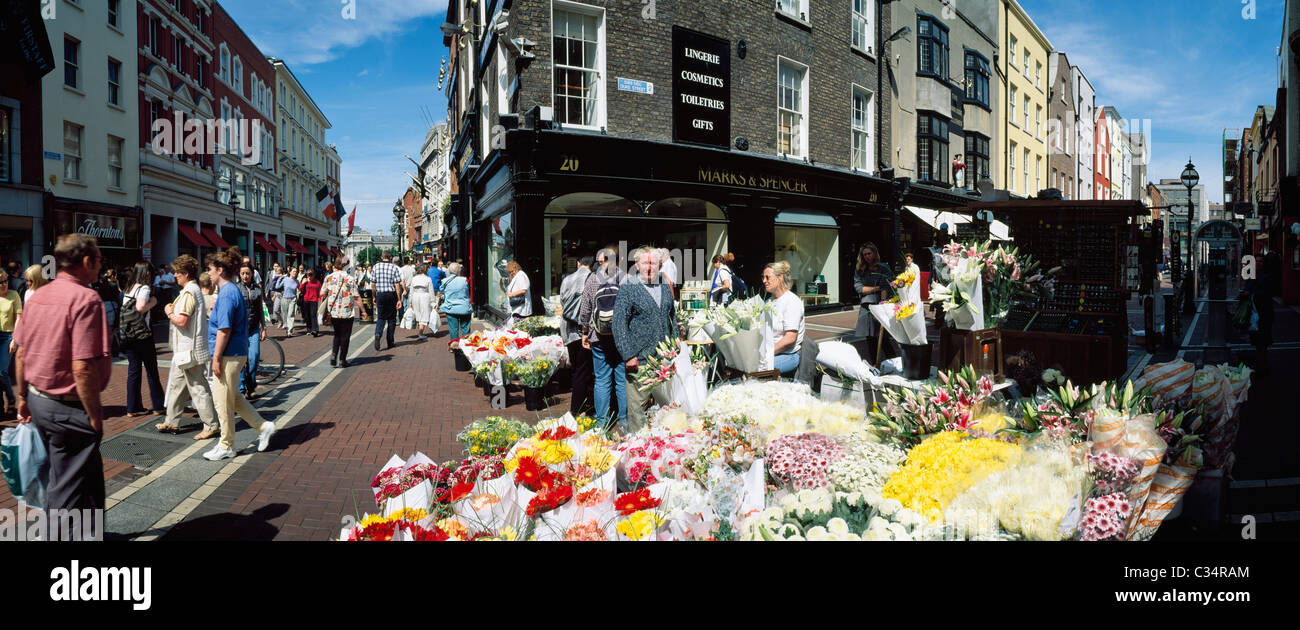 Dublin City, Grafton Street, Flower Sellers Stock Photo Alamy