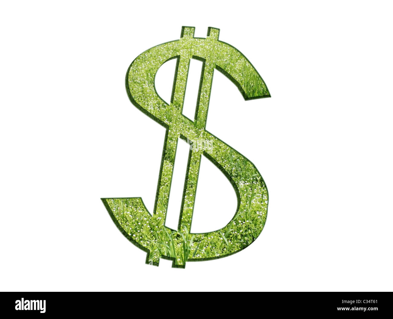 sign of dollar made of grass Stock Photo