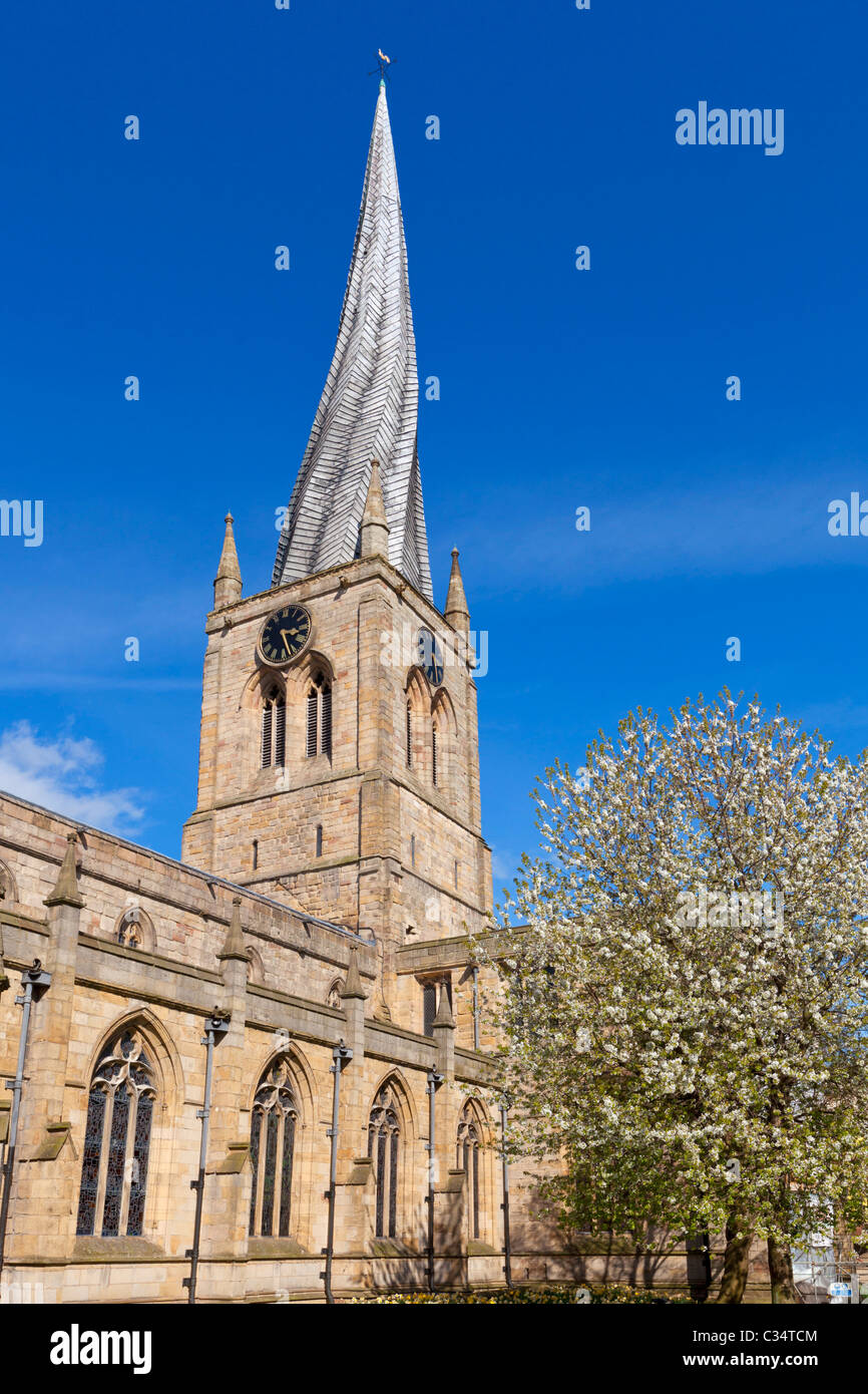 St Mary's Church Chesterfield with a famous twisted spire Derbyshire England GB UK EU Europe Stock Photo