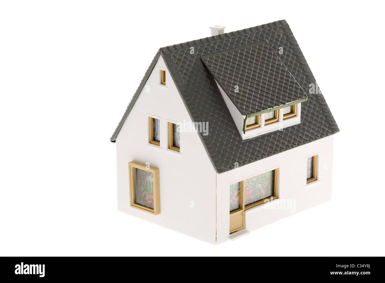 Close-up of toy house model on white background Stock Photo