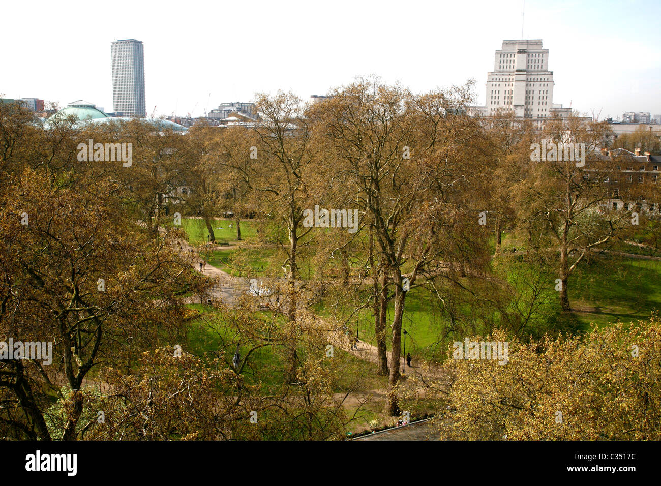 Rooftop view of Russell Square, Centre Point and Senate House, Bloomsbury, London, UK Stock Photo