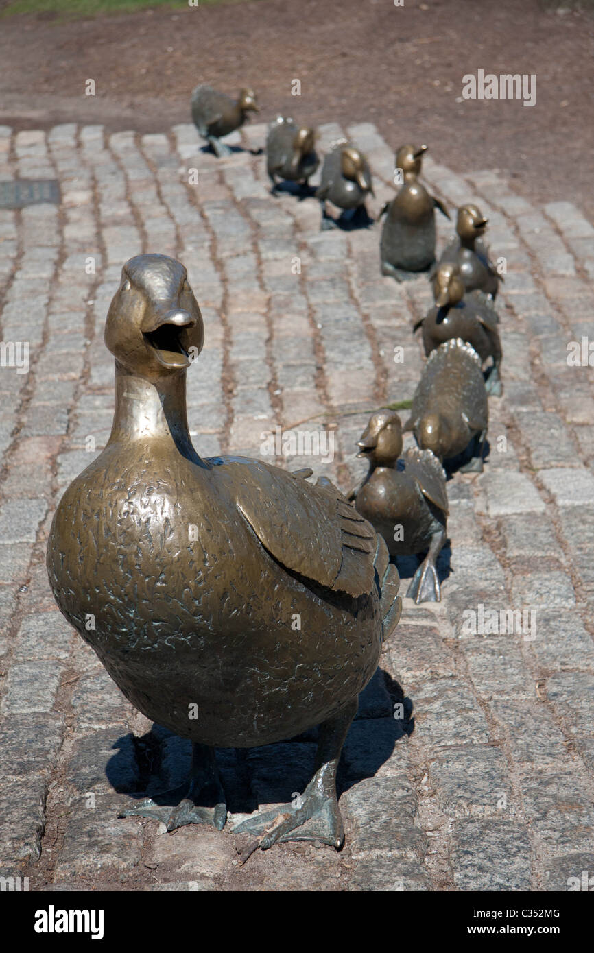Sculpture of a duck and her ducklings on Boston Common, Massachusetts Stock Photo