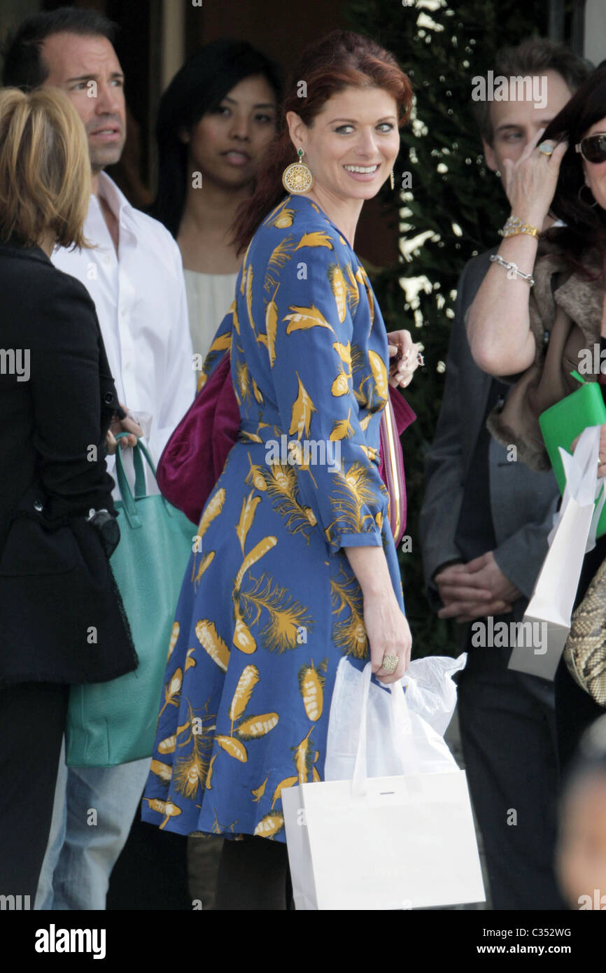 Debra messing exits pre oscar party at cecconis restaurant los angeles