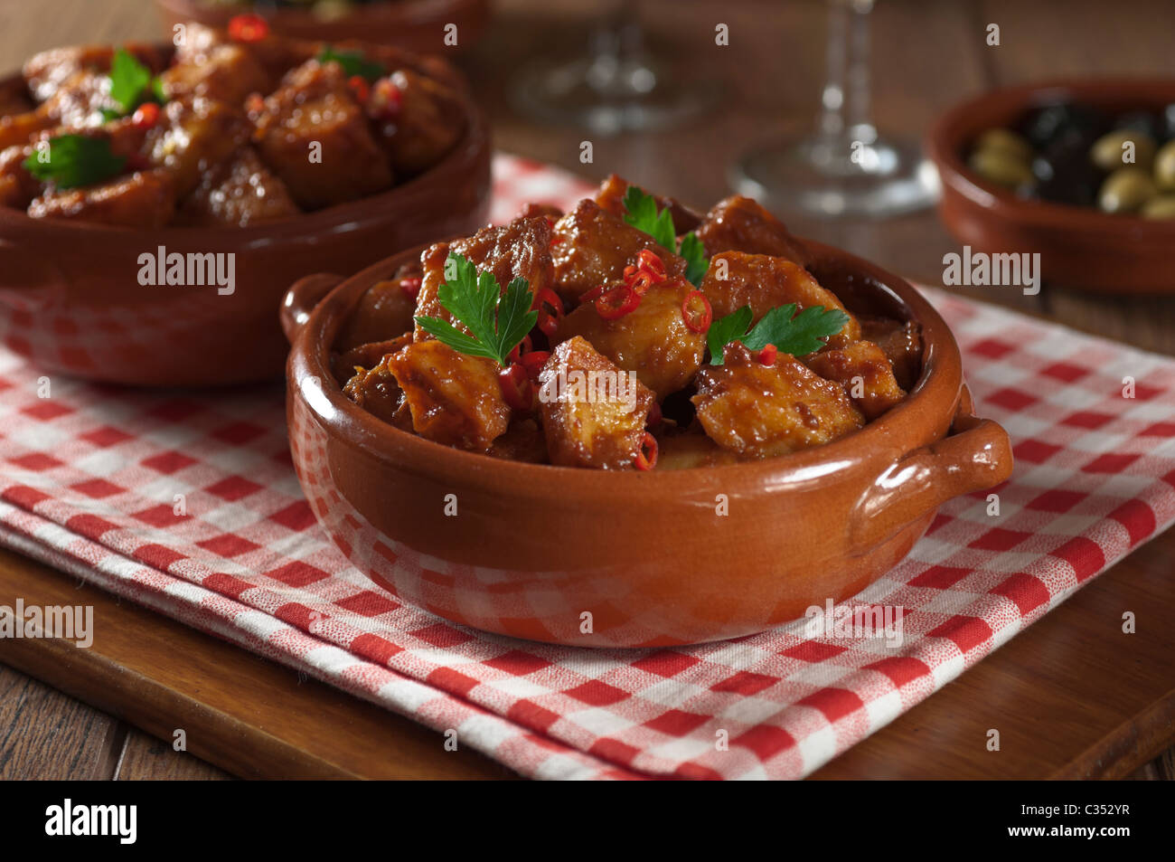 Patatas bravas Tapa. Tapas snack starter Spain Stock Photo