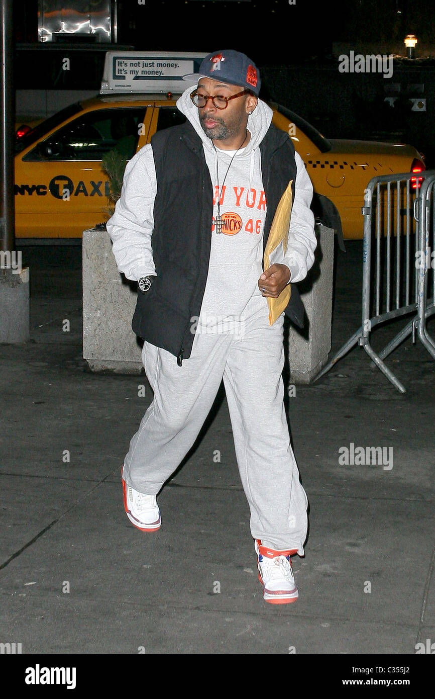 Spike Lee arriving for the New York Knicks basketball game against