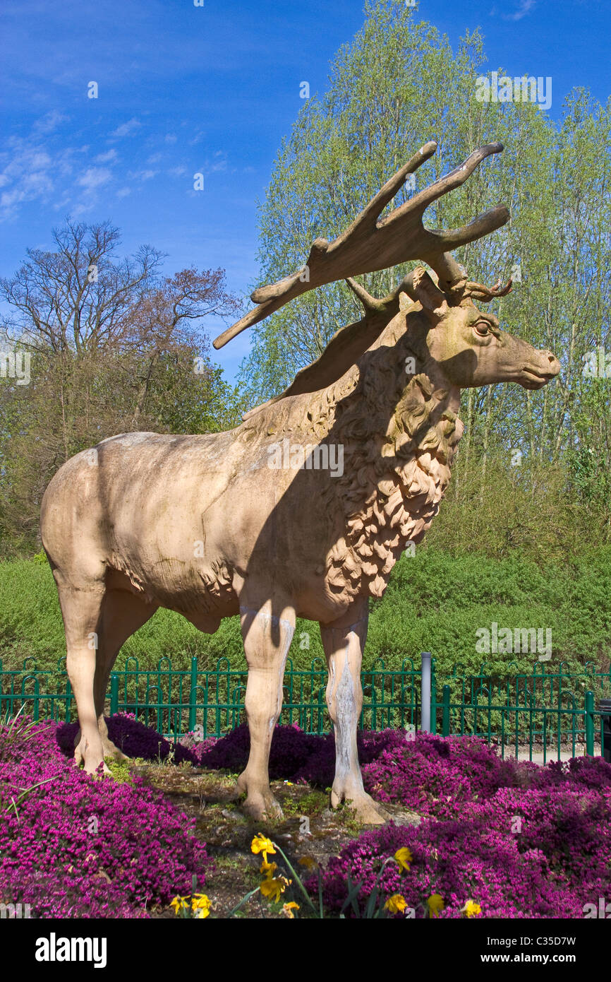 London, Crystal Palace Park Megaloceros ('Irish Elk') April 2011 Stock Photo