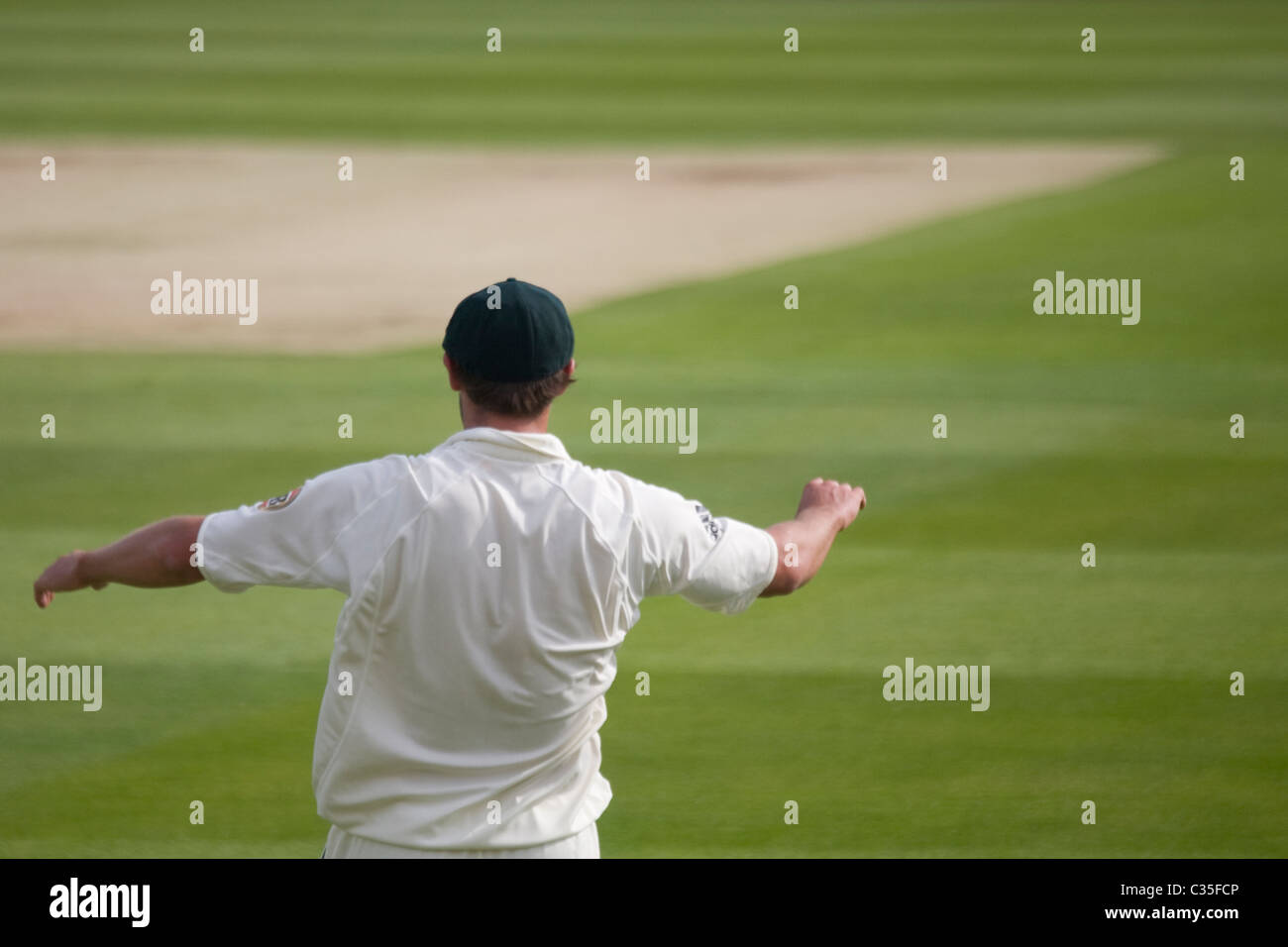 Keeping Balance Fourth Ashes Test Cricket Match Australia versus England held in Headingly England Stock Photo