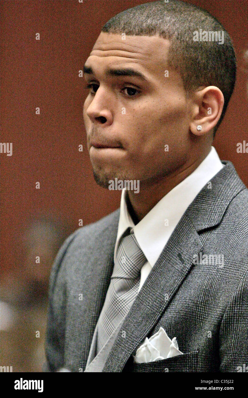 Chris Brown And His Attorney Mark Geragos Before A Los Angeles Superior