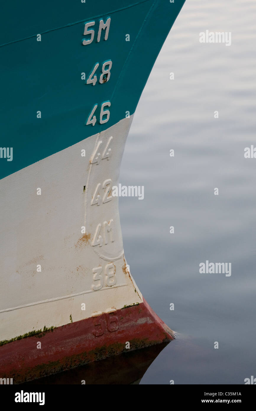 Fishing boat Bow Waterline Marks Texel Netherlands Stock Photo