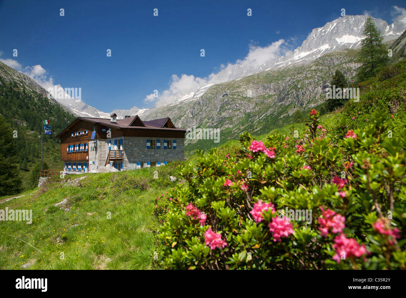 Alpine hut in Adamello-Brenta Natural Park, Fumo Valley, Val di Daone, Valli Giudicarie, Trentino Alto Adige, Italy, Europe Stock Photo