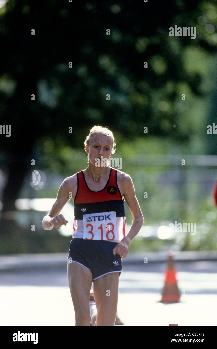 Grete Waitz (NOR) at the 1983 World Track and field Championships. Stock Photo