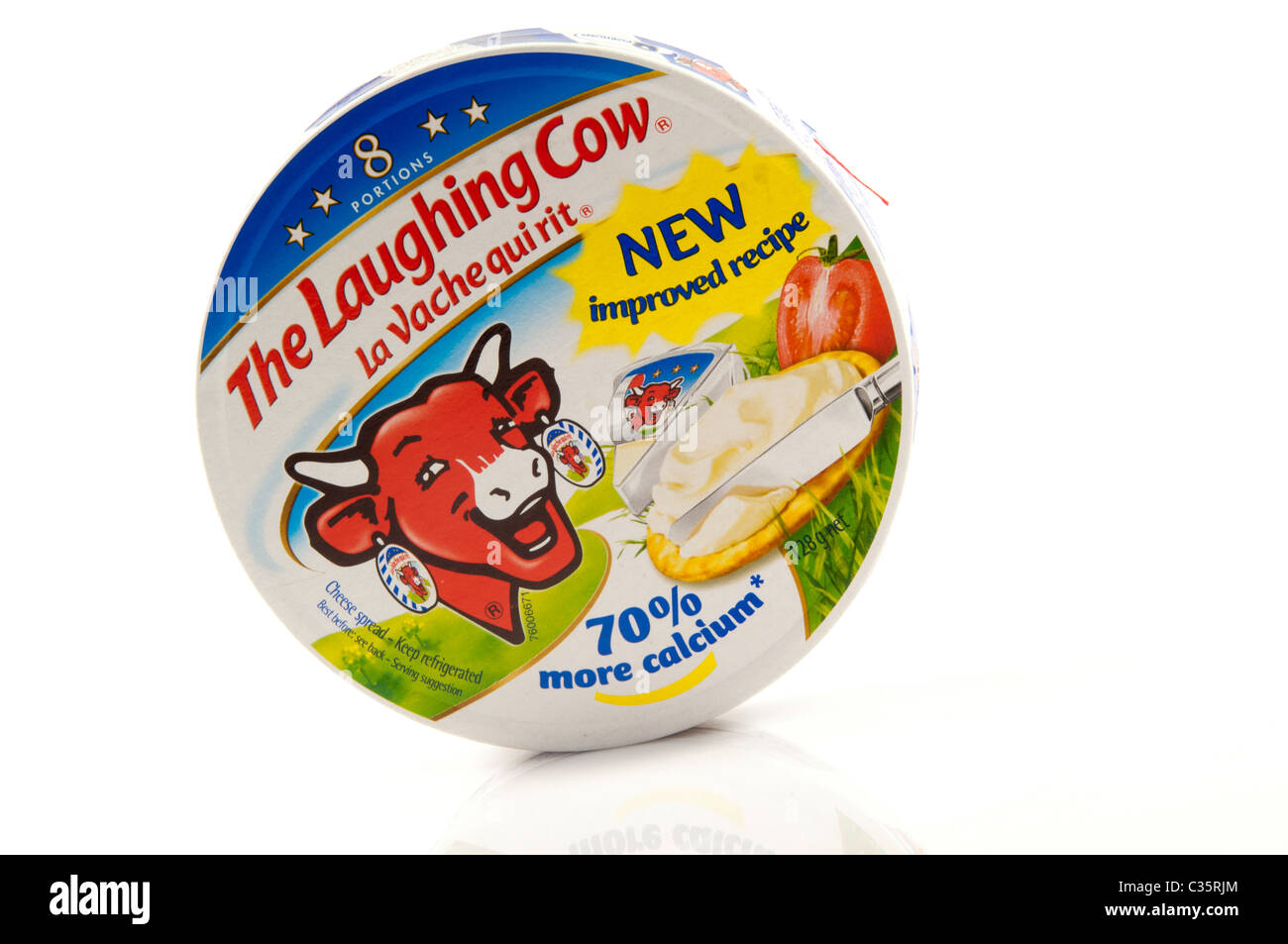 The laughing cow soft cheese in white background Stock Photo