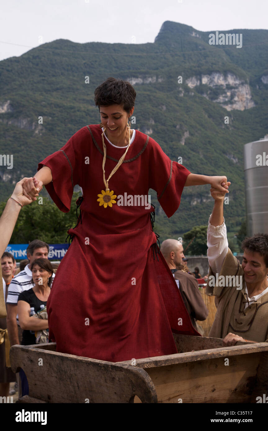 Crushing of grapes, Uva e dintorni festival, Avio, Vallagarina, Trentino Alto Adige, Italy, Europe Stock Photo