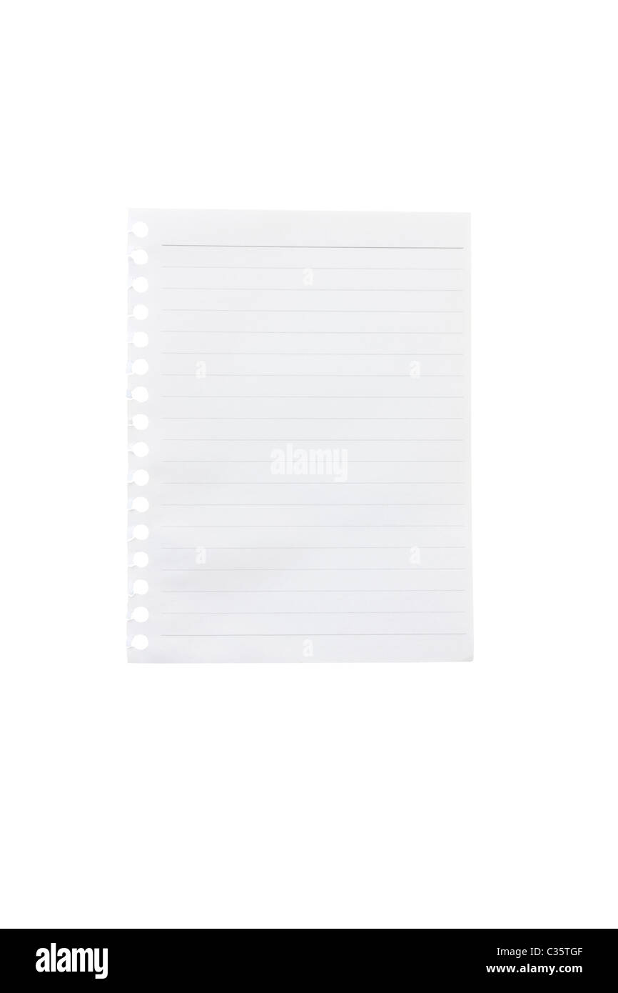 sheet of note paper isolated on a white background Stock Photo
