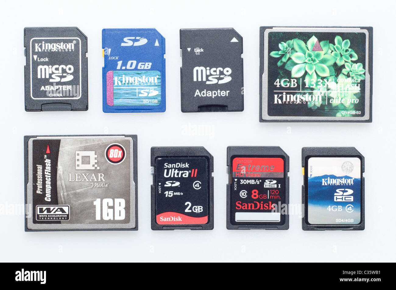 Set of modern memory cards Stock Photo Alamy