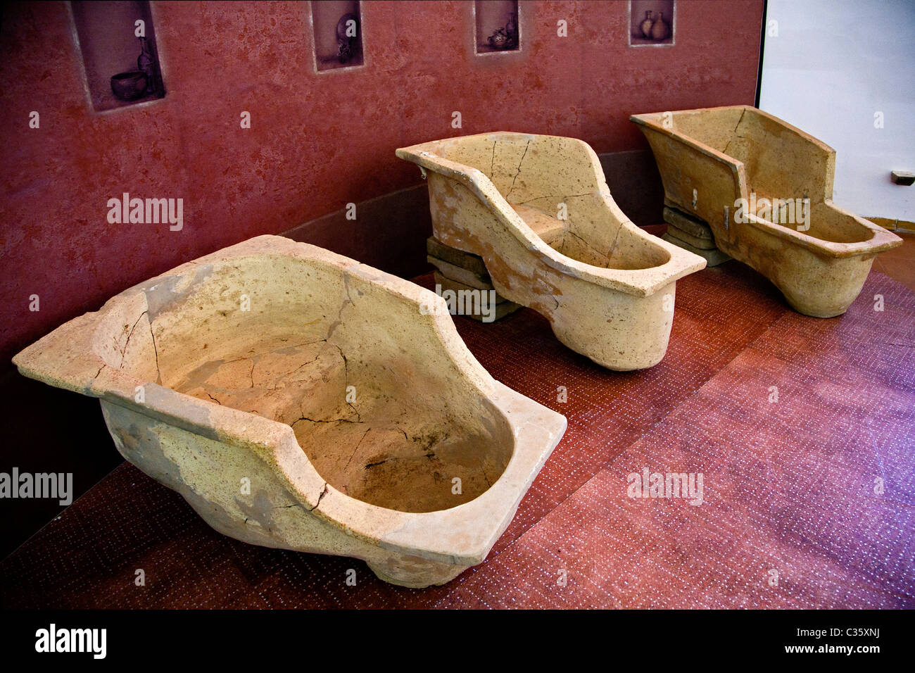 Thermal bath, Regional Archaeological Museum of Aidone, Sicily, Italy Stock Photo