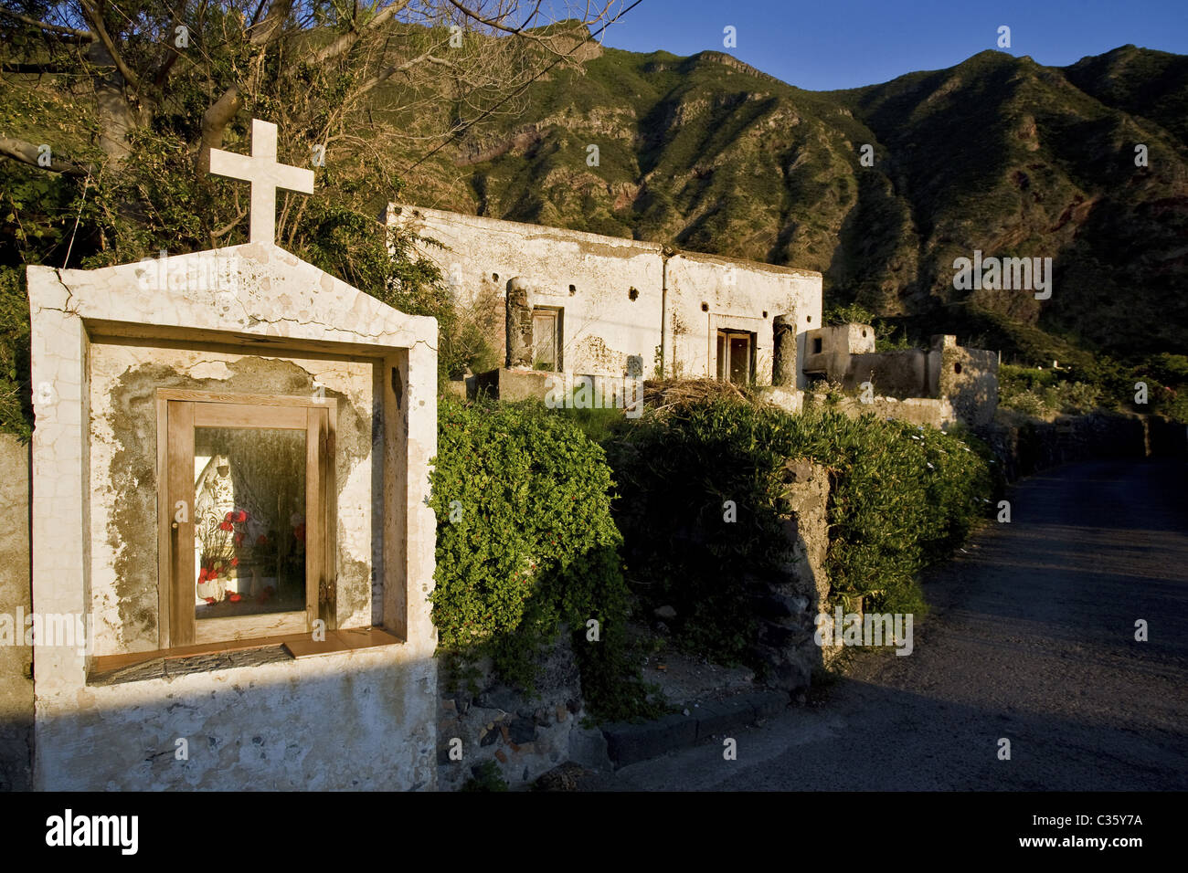 Little shrine, Salina Island, Aeolian Islands, Sicily, Italy Stock Photo