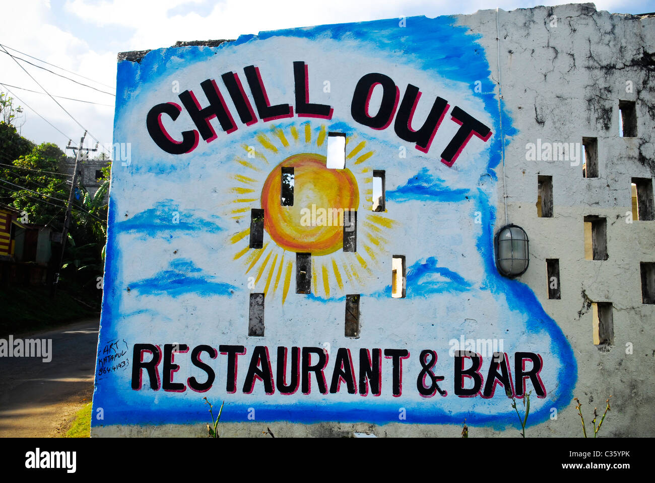 Chill Out Bar & Restaurant, Long Bay Beach, Portland, Jamaica Stock Photo