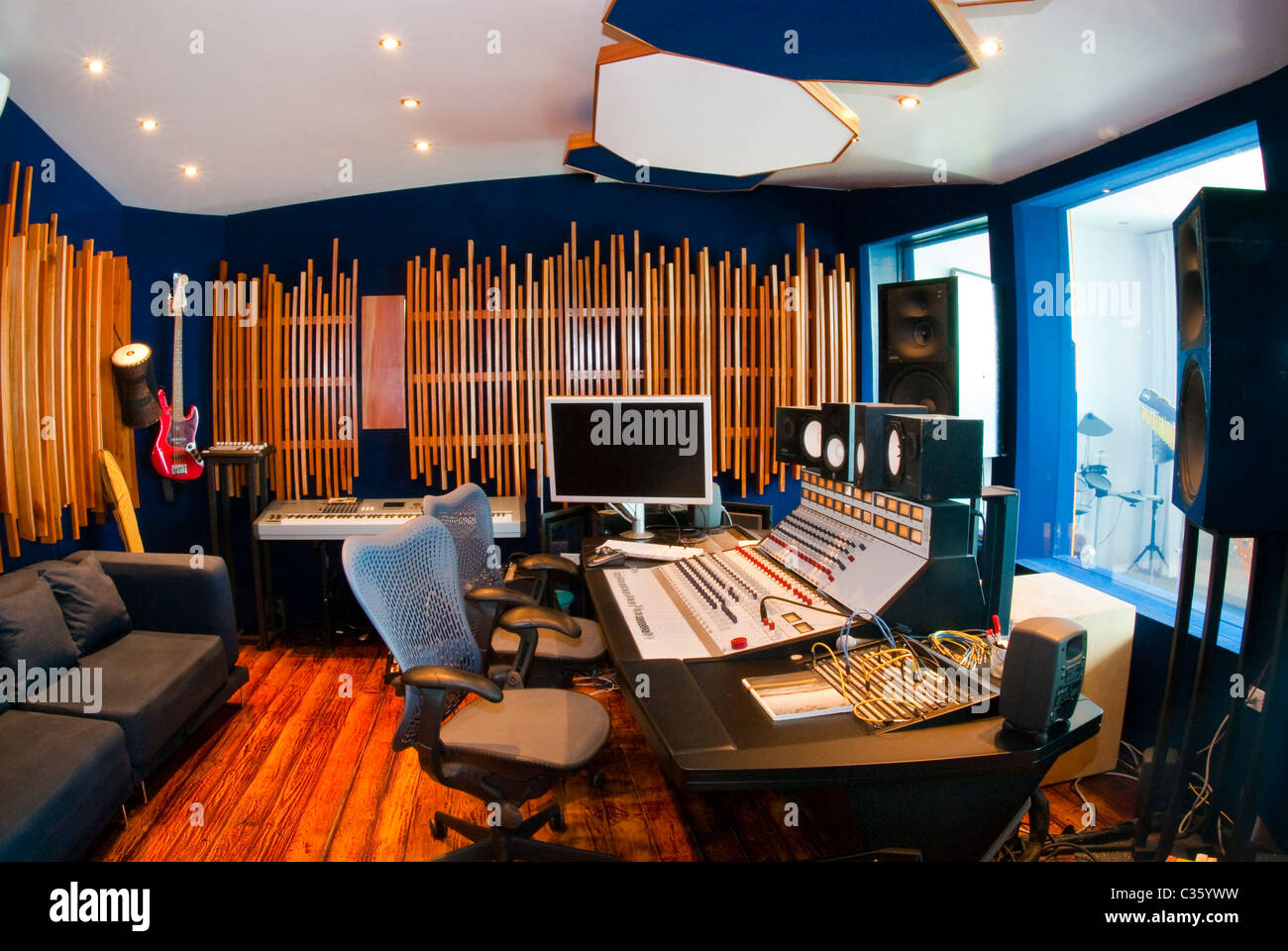 Interior of Geejam Recording Studio, San San, Port Antonio, Portland, Jamaica. Stock Photo