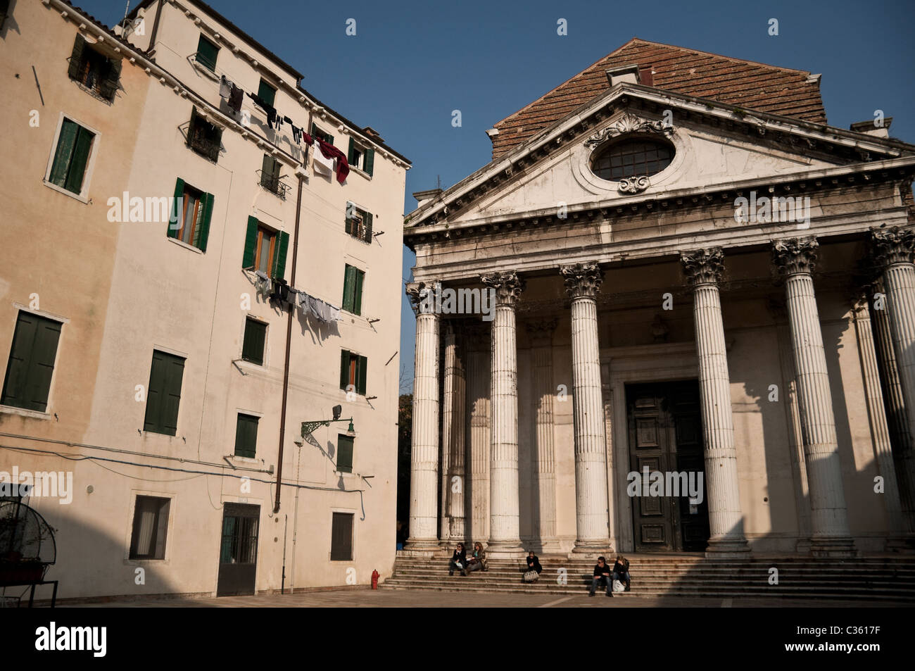 This was taken near one of the universities in Venice, showing the contrast in architecture styles. Stock Photo