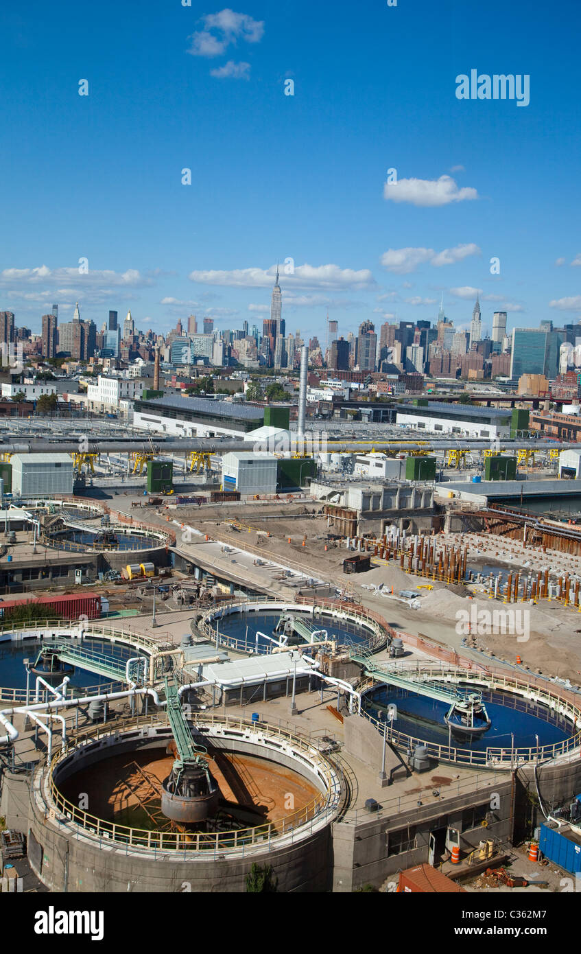 Newtown Creek Sewage treatment plant in Greenpoint Brooklyn Stock Photo