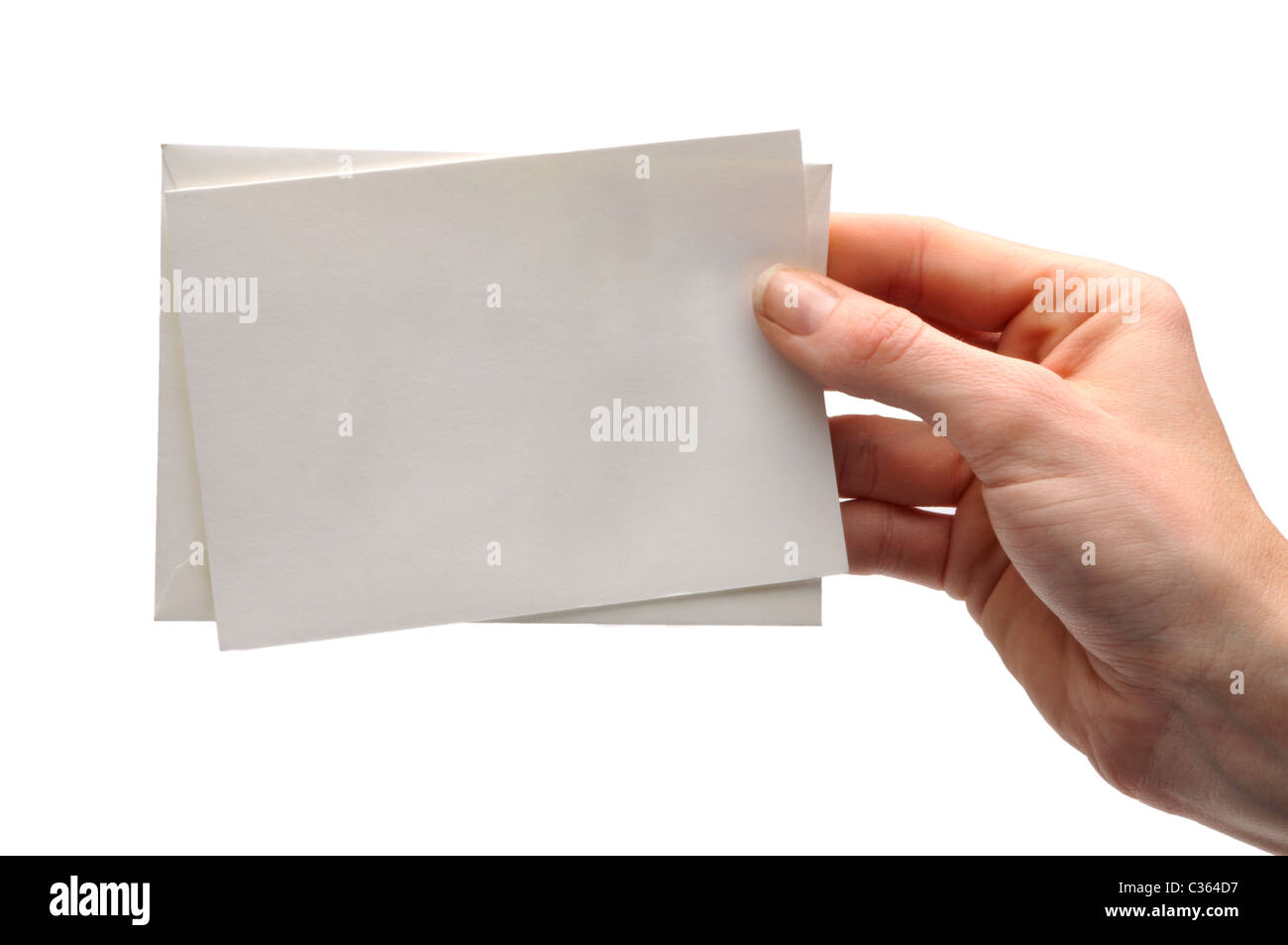 hand holding note card Stock Photo Alamy