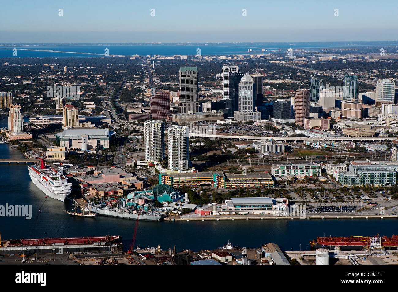 aerial view above Tampa, Florida Stock Photo