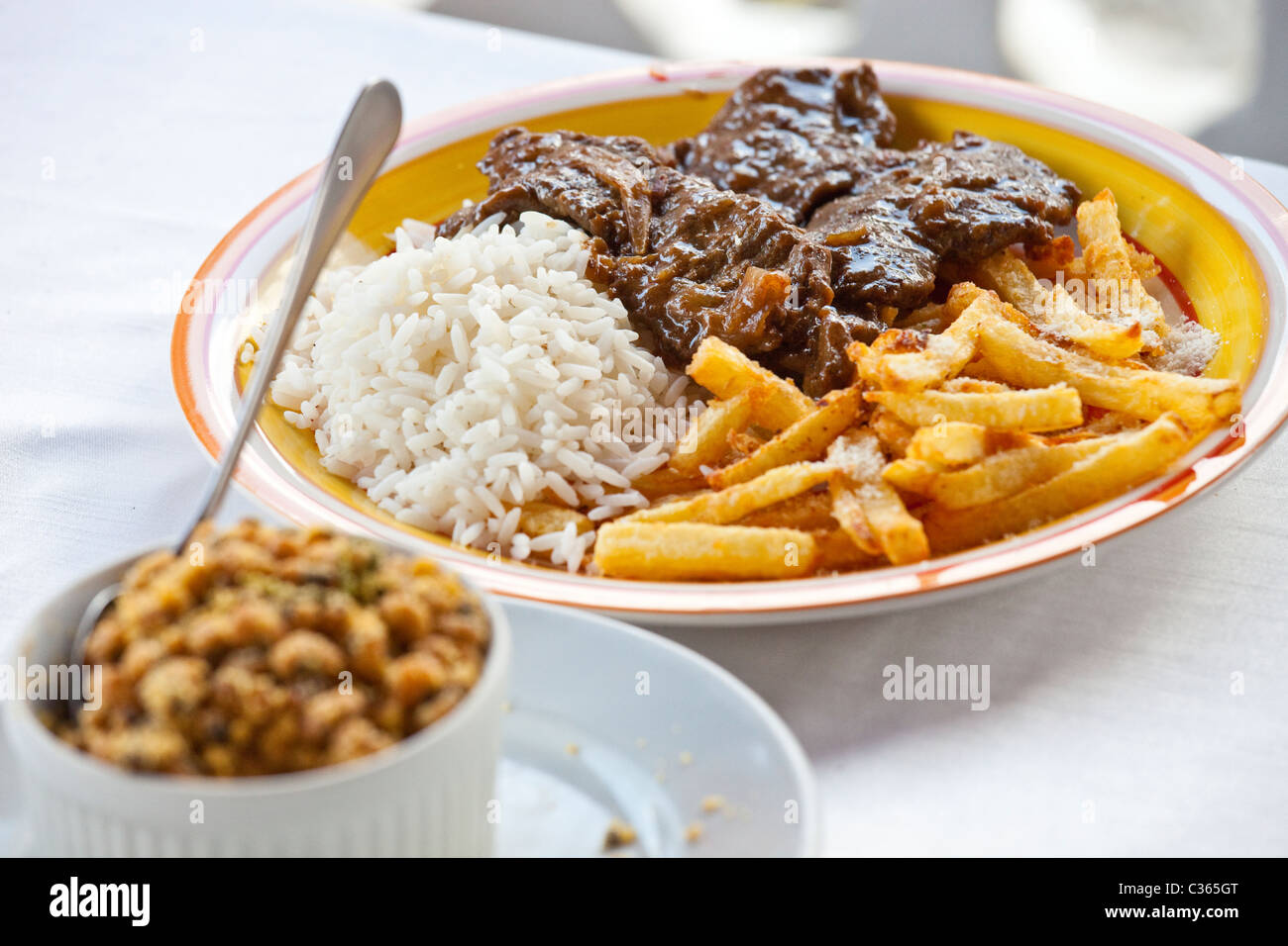 Steak at a local restaurant in Cachoeira, near Salvador, Brazil Stock Photo