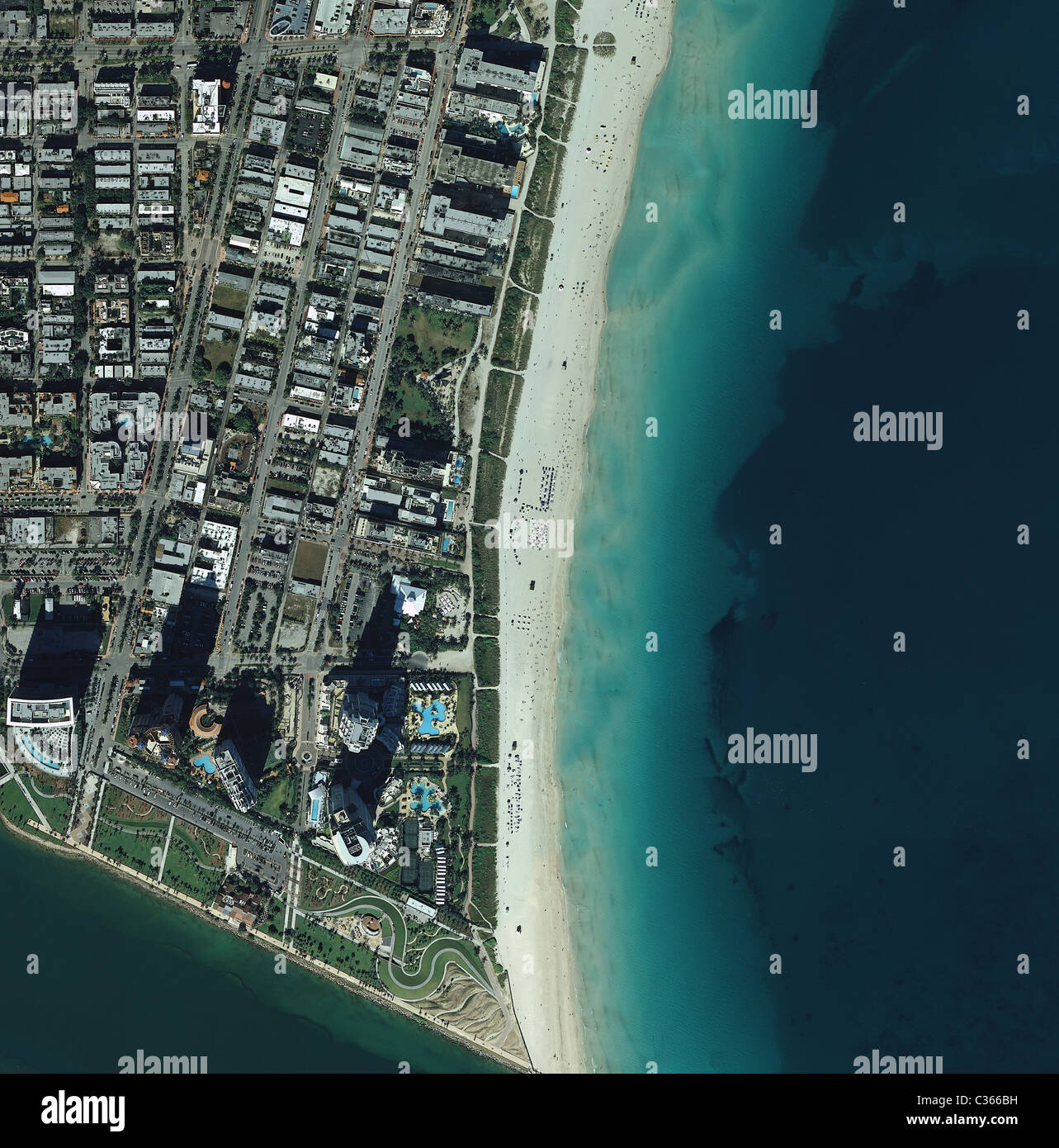 Aerial Map View Above Miami Beach Florida Stock Photo Alamy