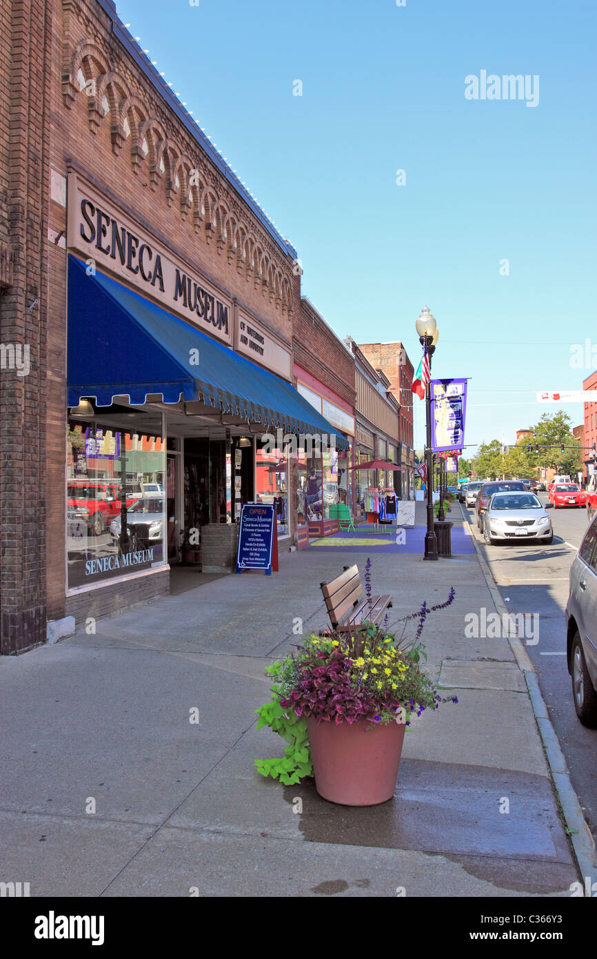 Main Street, Seneca Falls, NY, birthplace of the woman's rights movement. Stock Photo