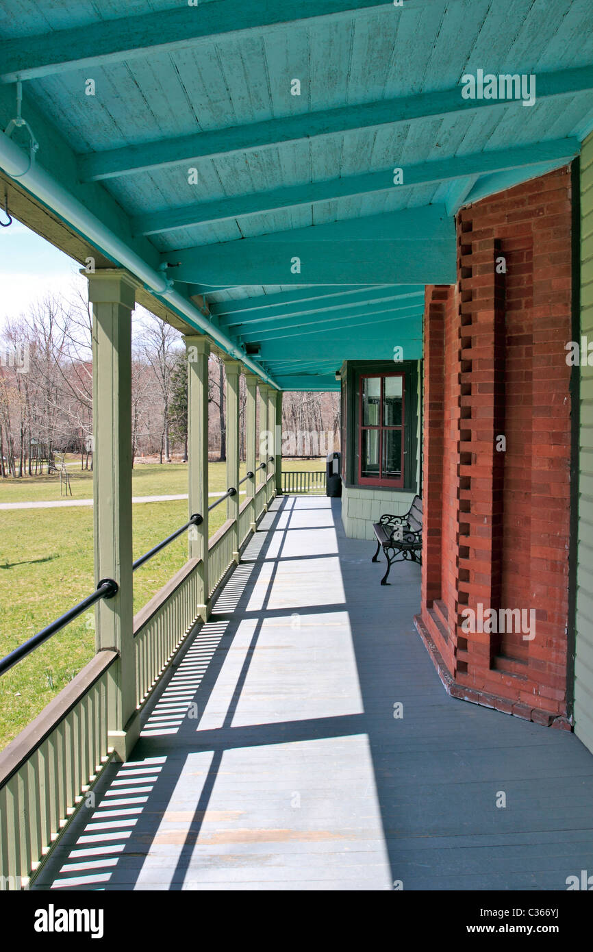 Front porch of the Caleb Smith House and Museum a state park in Smithtown Long Island NY Stock Photo