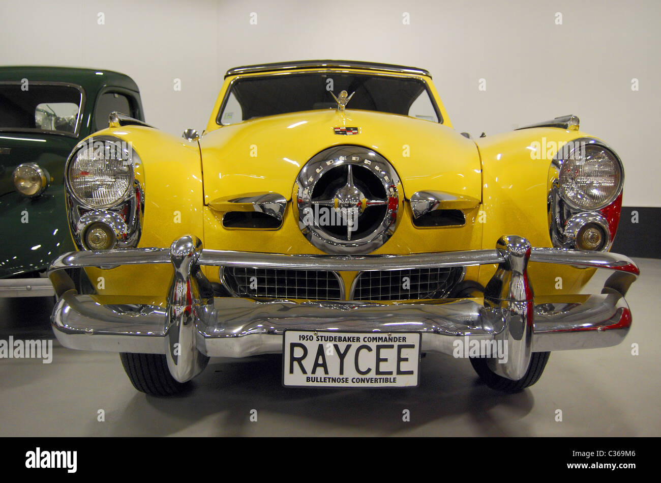 1950 yellow Studebaker Bulletnose Commander car at Classic Cars Museum, Nelson, South Island New Zealand Stock Photo