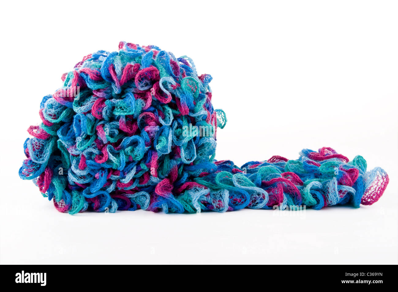 handmade multicolor scarf on the white background Stock Photo