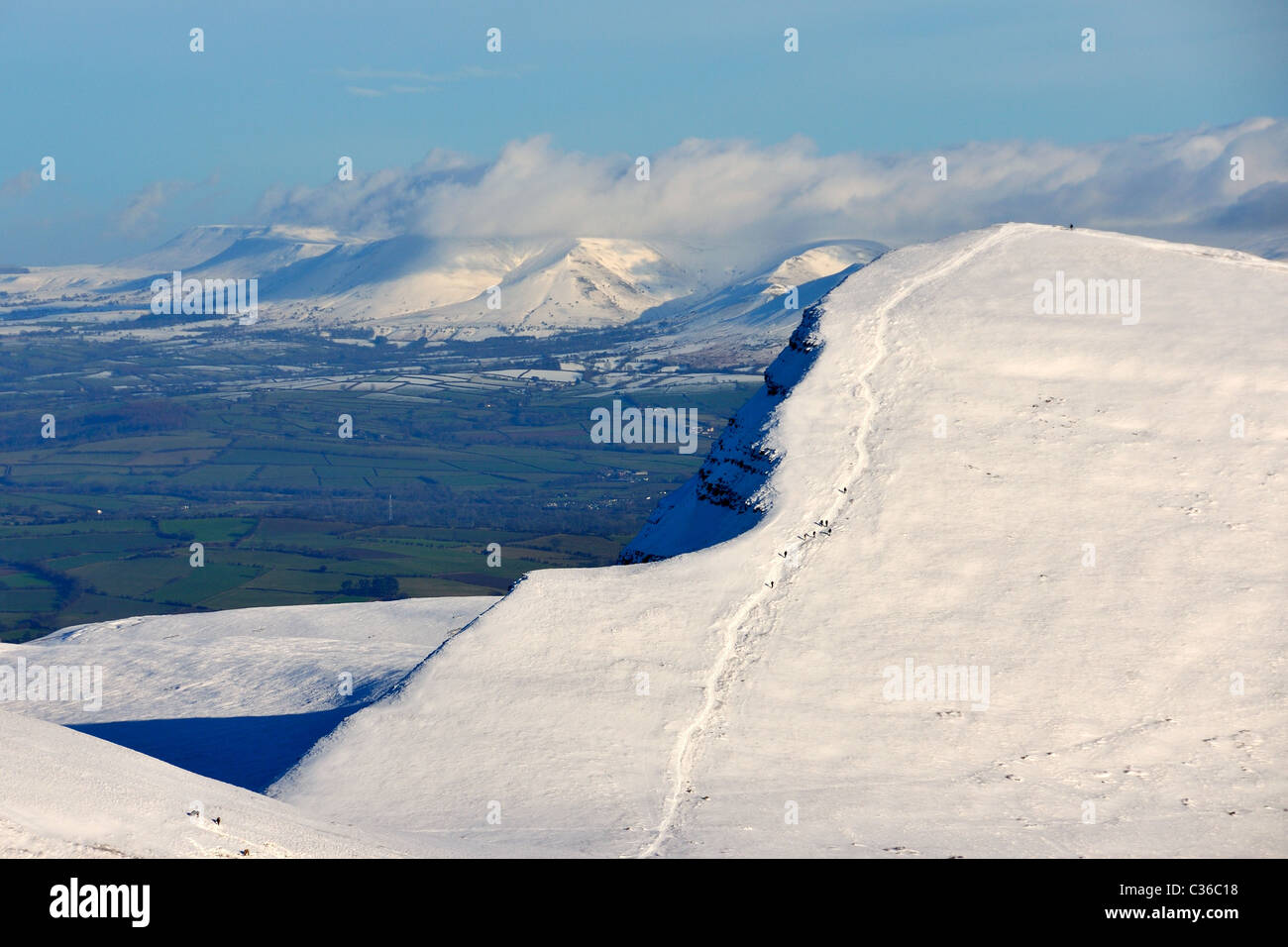 Cribin in the Brecon Beacons covered in snow Stock Photo