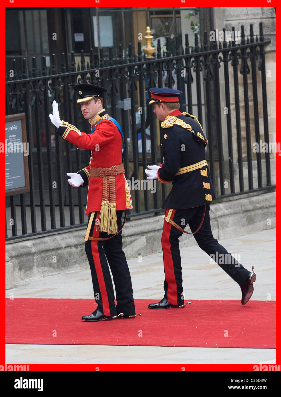 The Wedding of Prince William and Catherine Middleton. 29th April 2011.  Prince William arrives with Prince Harry at Stock Photo