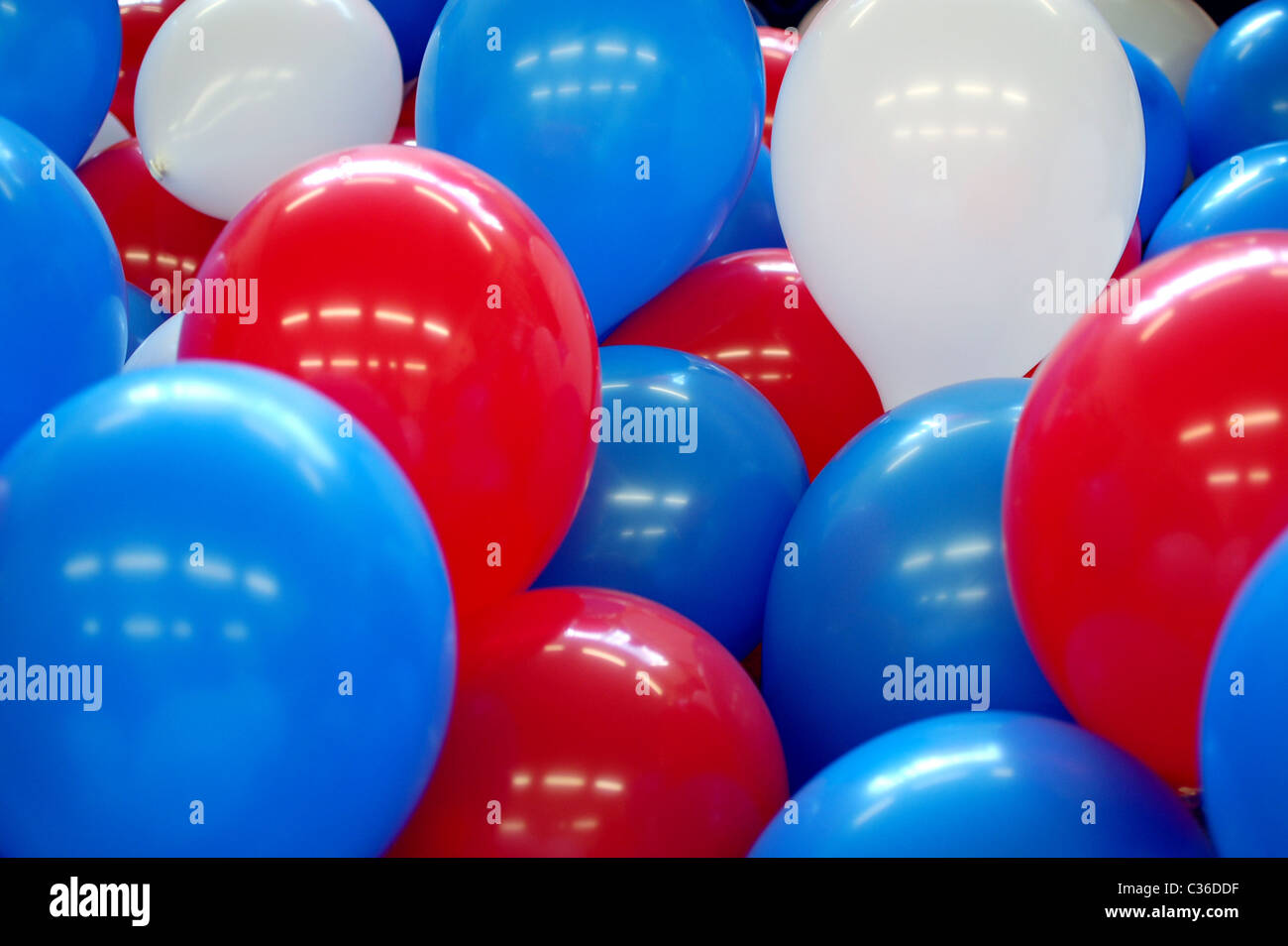 Red, white and blue balloons Stock Photo