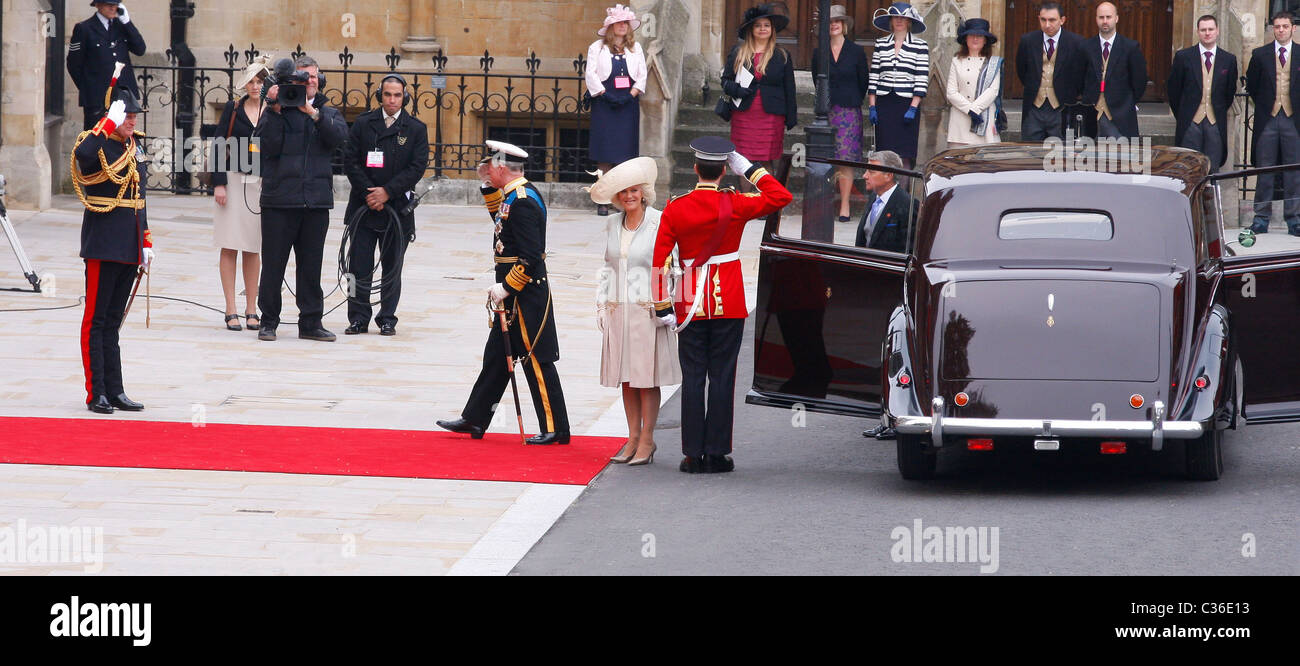 PRINCE  CHARLES & CAMILLA PARKER BOWLES PRINCE OF WALES & DUCHESS OF CORNWALL ARRIVING FOR THE ROYAL WEDDING Stock Photo