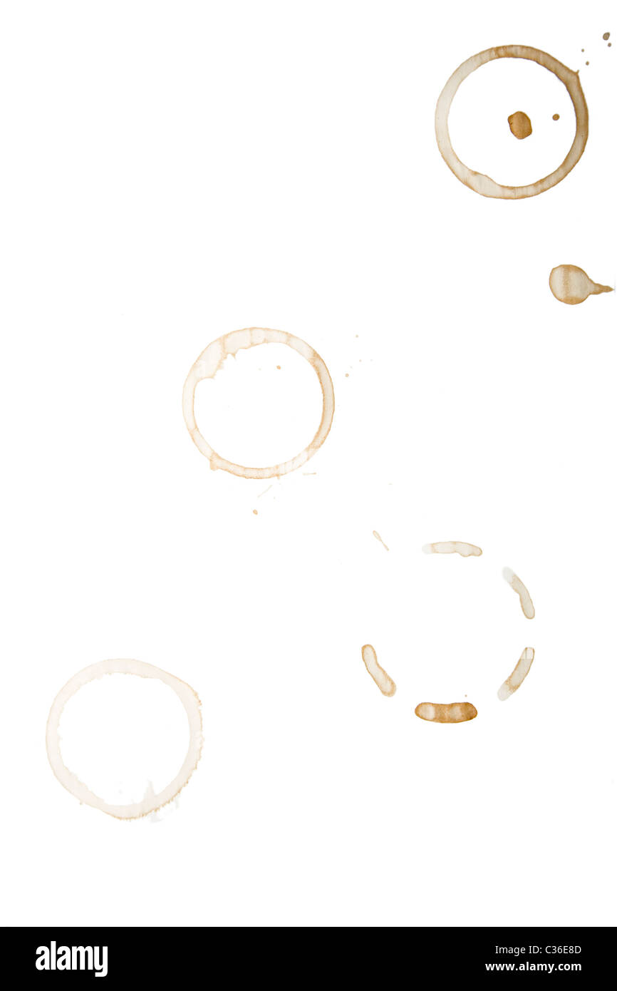 four coffee rings made by coffee cup Stock Photo