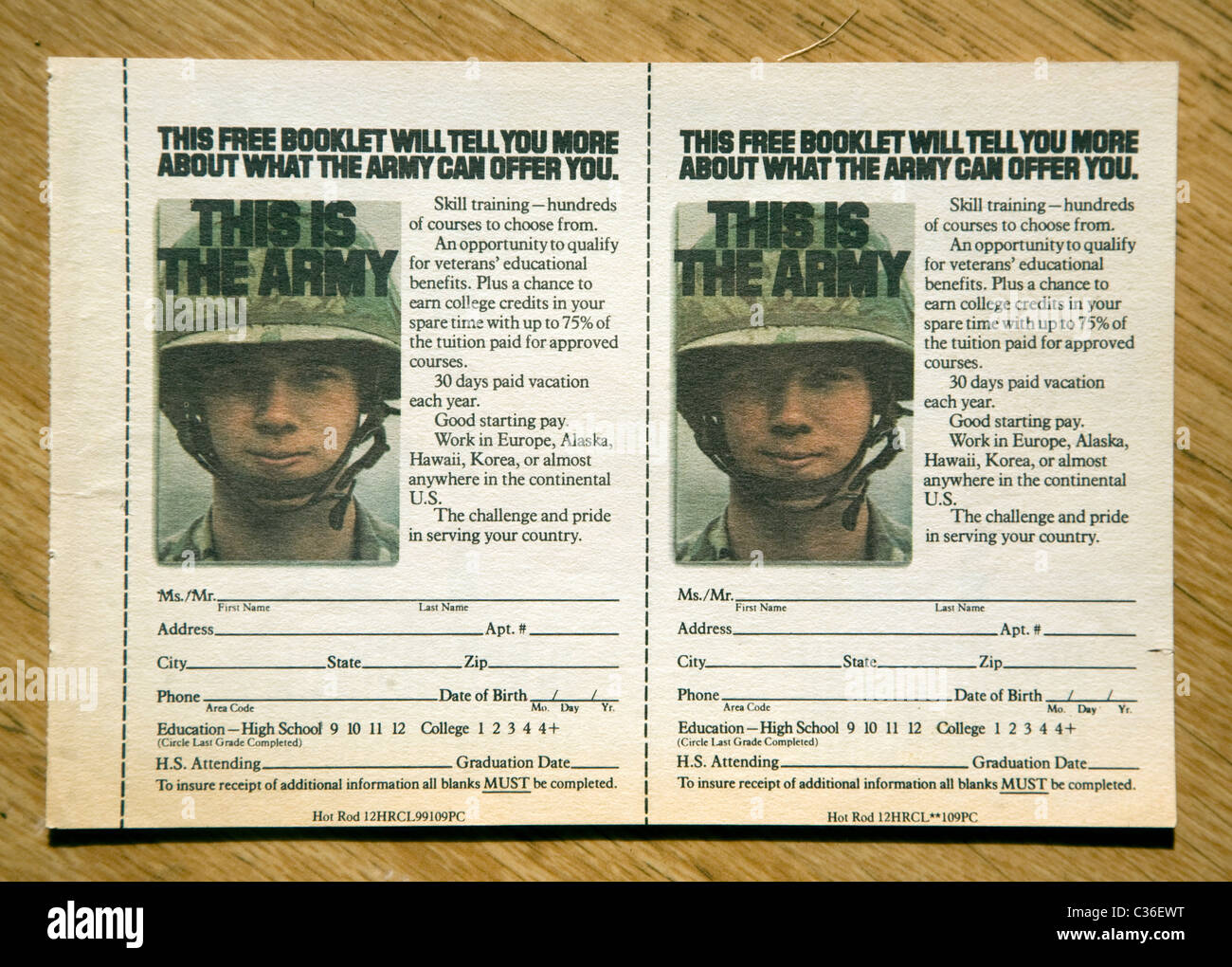 USA Army recruitment advert 1970s Stock Photo