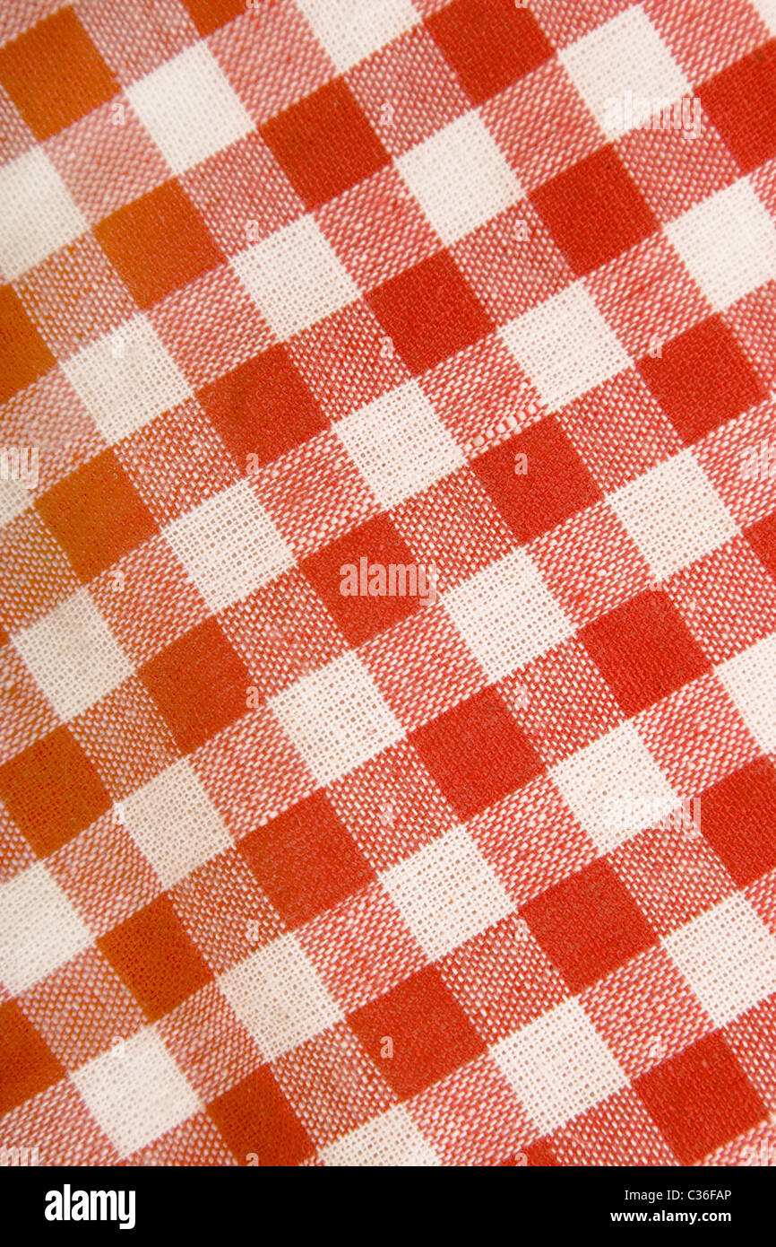 cotton canvas with grid, red and white Stock Photo