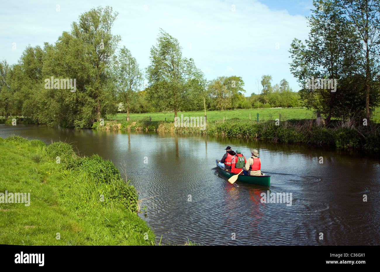 Canoeing River Stour Dedham Vale Essex Suffolk border England Stock