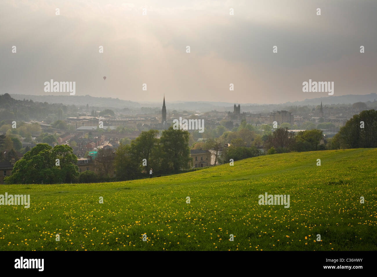 Bath City Skyline from Bathwick Hill in Spring. Somerset. England. UK. Stock Photo